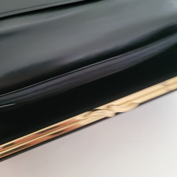 Givenchy Vintage Lizard Leather Wallet Black Red Logo Envelope Large Clutch - Picture 9 of 16
